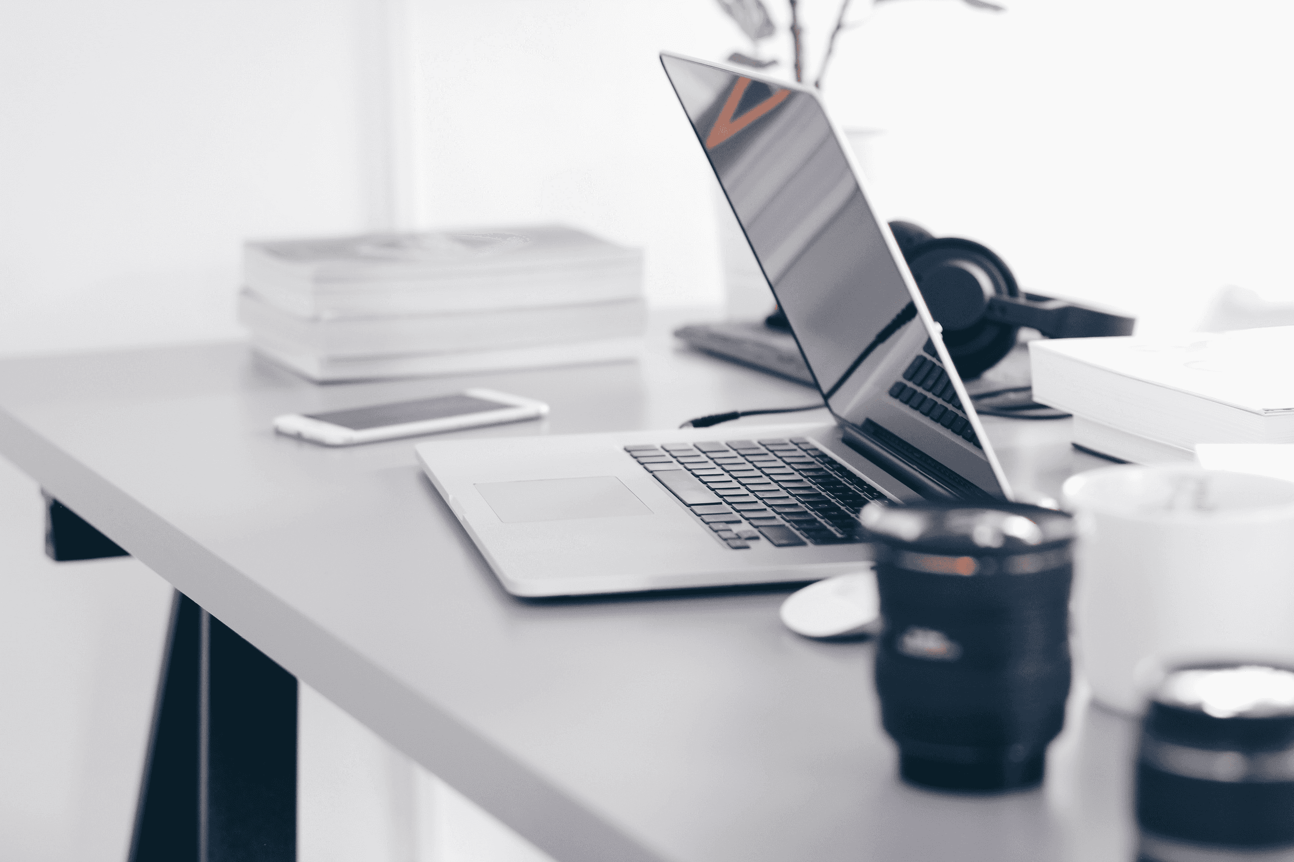 Business desktop with personal equipment